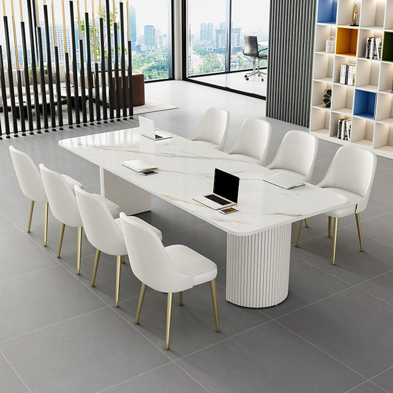 Bureau de tâches en pierre de style moderne Bureau de bureau de forme rectangulaire avec 2 jambes