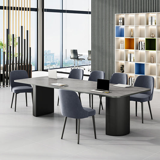 Modern Style Stone Task Desk Rectangular Shape Office Desk with 2 Legs