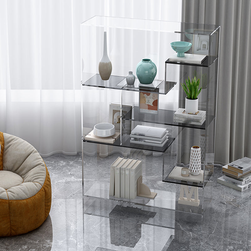 Contemporary Closed Back Bookshelf Standard Acrylic Bookcase with Shelves Grey Clearhalo 'Bookcases' 'furn' 'furn_bookcases' 'Furniture' 'Office Furniture' 7252527