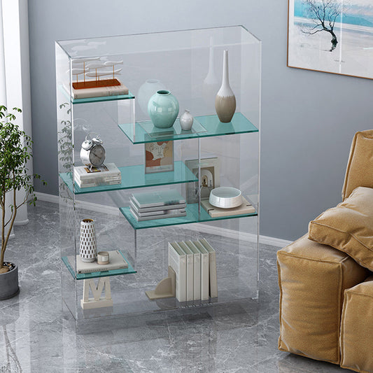 Contemporary Closed Back Bookshelf Standard Acrylic Bookcase with Shelves Clearhalo 'Bookcases' 'furn' 'furn_bookcases' 'Furniture' 'Office Furniture' 7252528