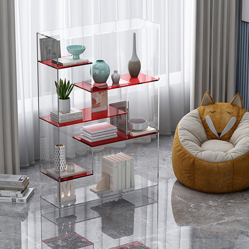 Contemporary Closed Back Bookshelf Standard Acrylic Bookcase with Shelves Clearhalo 'Bookcases' 'furn' 'furn_bookcases' 'Furniture' 'Office Furniture' 7252530