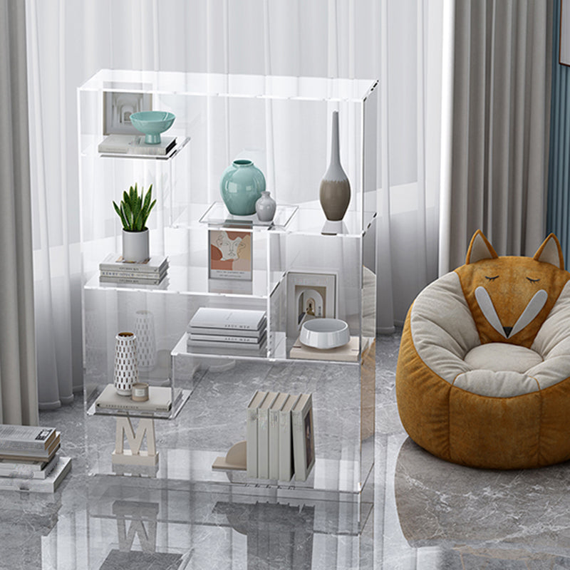Contemporary Closed Back Bookshelf Standard Acrylic Bookcase with Shelves Clear Clearhalo 'Bookcases' 'furn' 'furn_bookcases' 'Furniture' 'Office Furniture' 7252536