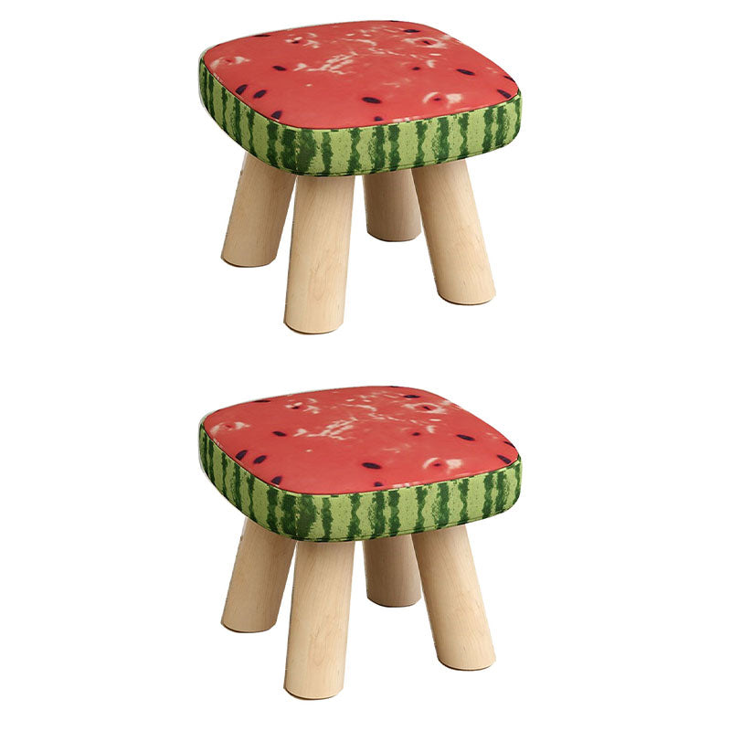 Modern Ottoman Cotton Detachable Seat Cover Solid Color Square Ottoman Red 2 Piece Set Clearhalo 'furn' 'furn_ottomans_poufs' 'Furniture' 'Living Room Furniture' 'Ottomans & Poufs' 'ottomans_poufs' 7252579