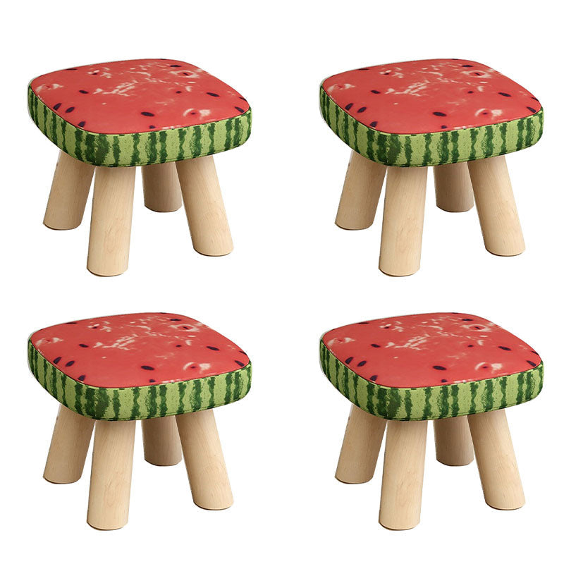 Modern Ottoman Cotton Detachable Seat Cover Solid Color Square Ottoman Red 4 Piece Set Clearhalo 'furn' 'furn_ottomans_poufs' 'Furniture' 'Living Room Furniture' 'Ottomans & Poufs' 'ottomans_poufs' 7252582