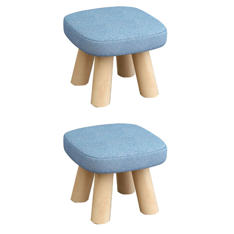 Modern Ottoman Cotton Detachable Seat Cover Solid Color Square Ottoman Blue 2 Piece Set Clearhalo 'furn' 'furn_ottomans_poufs' 'Furniture' 'Living Room Furniture' 'Ottomans & Poufs' 'ottomans_poufs' 7252585