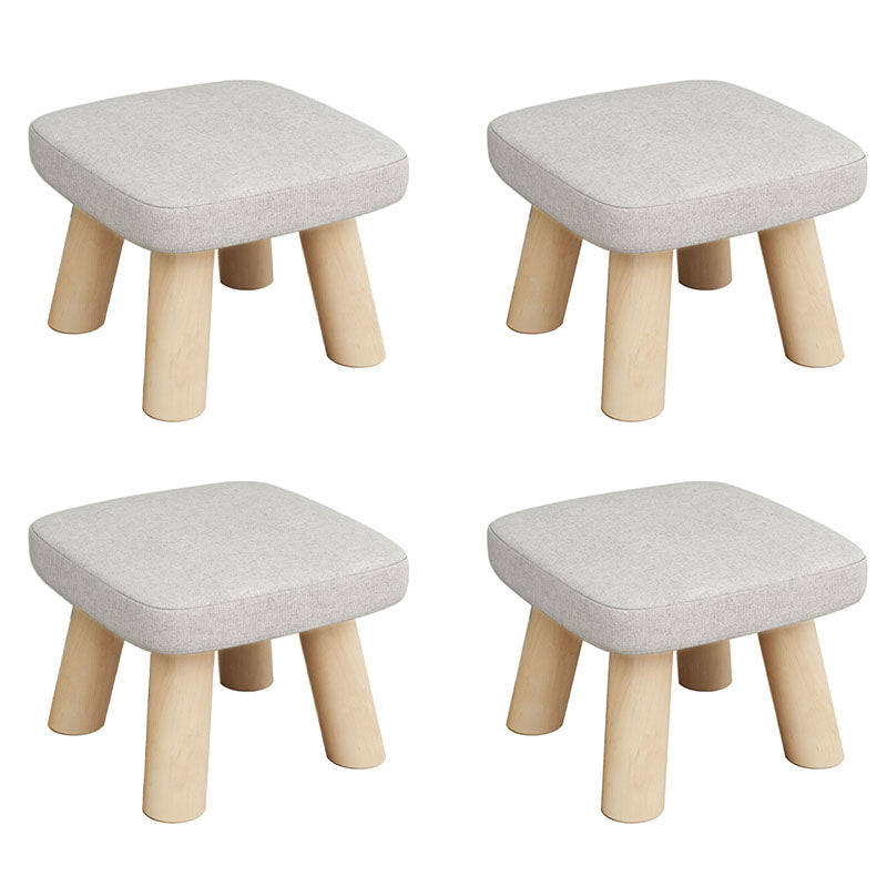Modern Ottoman Cotton Detachable Seat Cover Solid Color Square Ottoman Beige 4 Piece Set Clearhalo 'furn' 'furn_ottomans_poufs' 'Furniture' 'Living Room Furniture' 'Ottomans & Poufs' 'ottomans_poufs' 7252592