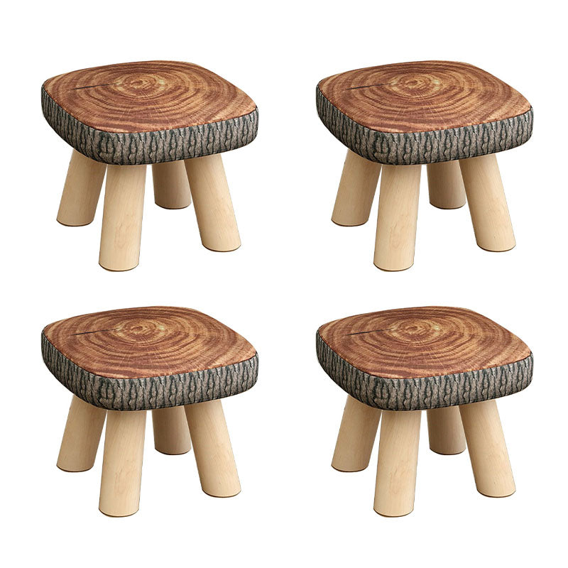 Modern Ottoman Cotton Detachable Seat Cover Solid Color Square Ottoman Brown 4 Piece Set Clearhalo 'furn' 'furn_ottomans_poufs' 'Furniture' 'Living Room Furniture' 'Ottomans & Poufs' 'ottomans_poufs' 7252595