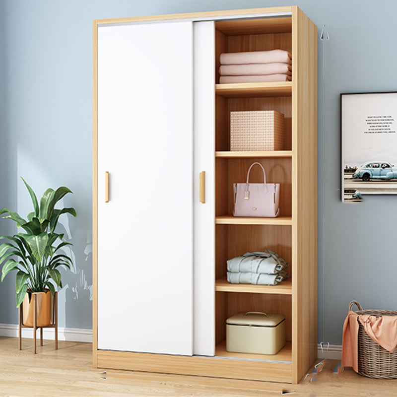 Modern Sliding Doors Wardrobe Wood Frame Freestanding Wardrobe Armoire