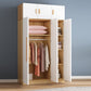 Freestanding Wood Frame Wardrobe Armoire Multifunctional Wardrobe with Soft Close Doors