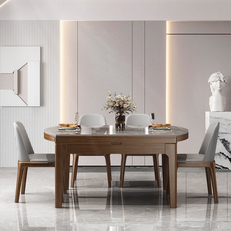 Modern Stone Foldable Dining Table Rubber Wood Base for Dining Room Clearhalo 'Dining Tables & Seating' 'Dining Tables' 'dining_table' 'furn' 'furn_dining_table' 'Furniture' 'Kitchen & Dining Furniture' 7254334