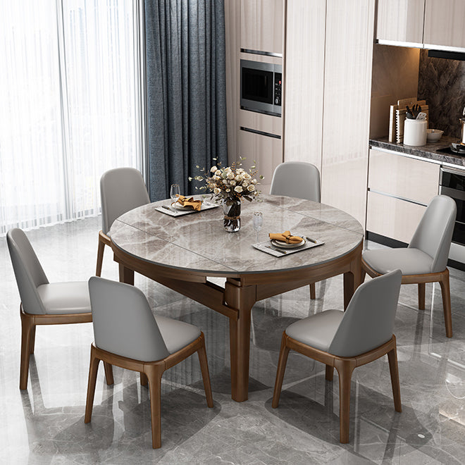 Modern Stone Foldable Dining Table Rubber Wood Base for Dining Room Clearhalo 'Dining Tables & Seating' 'Dining Tables' 'dining_table' 'furn' 'furn_dining_table' 'Furniture' 'Kitchen & Dining Furniture' 7254335