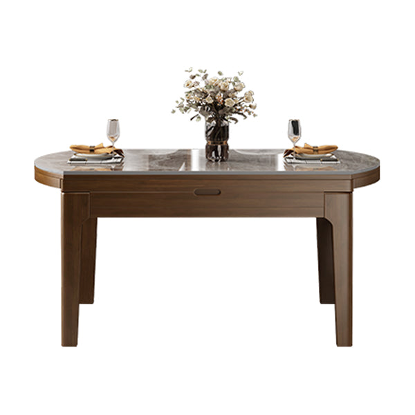 Modern Stone Foldable Dining Table Rubber Wood Base for Dining Room Without Chairs Clearhalo 'Dining Tables & Seating' 'Dining Tables' 'dining_table' 'furn' 'furn_dining_table' 'Furniture' 'Kitchen & Dining Furniture' 7254337