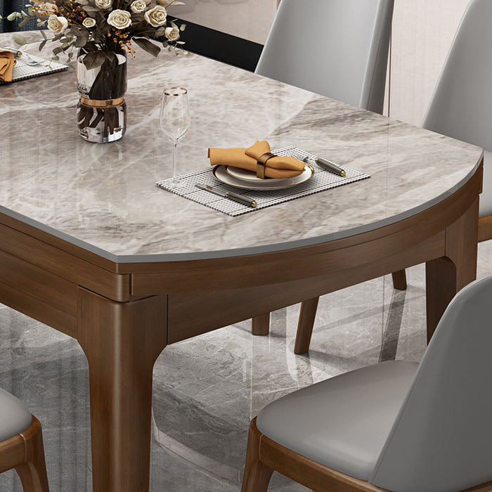 Modern Stone Foldable Dining Table Rubber Wood Base for Dining Room Clearhalo 'Dining Tables & Seating' 'Dining Tables' 'dining_table' 'furn' 'furn_dining_table' 'Furniture' 'Kitchen & Dining Furniture' 7254339