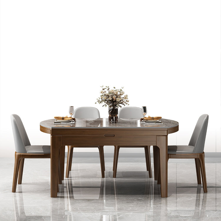 Modern Stone Foldable Dining Table Rubber Wood Base for Dining Room Clearhalo 'Dining Tables & Seating' 'Dining Tables' 'dining_table' 'furn' 'furn_dining_table' 'Furniture' 'Kitchen & Dining Furniture' 7254342