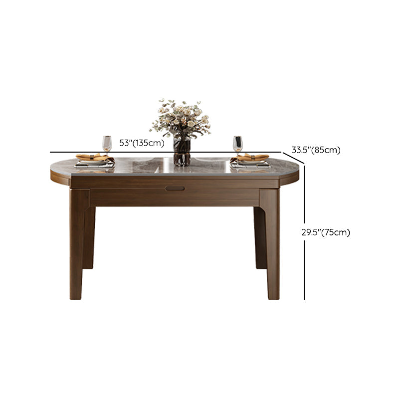 Modern Stone Foldable Dining Table Rubber Wood Base for Dining Room Clearhalo 'Dining Tables & Seating' 'Dining Tables' 'dining_table' 'furn' 'furn_dining_table' 'Furniture' 'Kitchen & Dining Furniture' 7254344