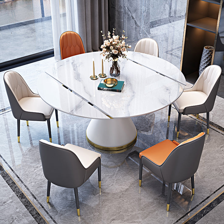 Modern Stone Foldable Dining Table Metal Base for Dining Room Clearhalo 'Dining Tables & Seating' 'Dining Tables' 'dining_table' 'furn' 'furn_dining_table' 'Furniture' 'Kitchen & Dining Furniture' 7254364