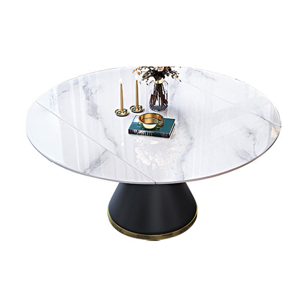 Modern Stone Foldable Dining Table Metal Base for Dining Room Black Without Chairs Clearhalo 'Dining Tables & Seating' 'Dining Tables' 'dining_table' 'furn' 'furn_dining_table' 'Furniture' 'Kitchen & Dining Furniture' 7254368