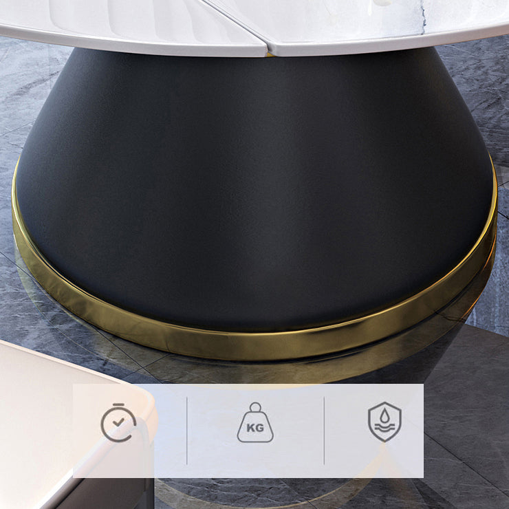 Modern Stone Foldable Dining Table Metal Base for Dining Room Clearhalo 'Dining Tables & Seating' 'Dining Tables' 'dining_table' 'furn' 'furn_dining_table' 'Furniture' 'Kitchen & Dining Furniture' 7254370