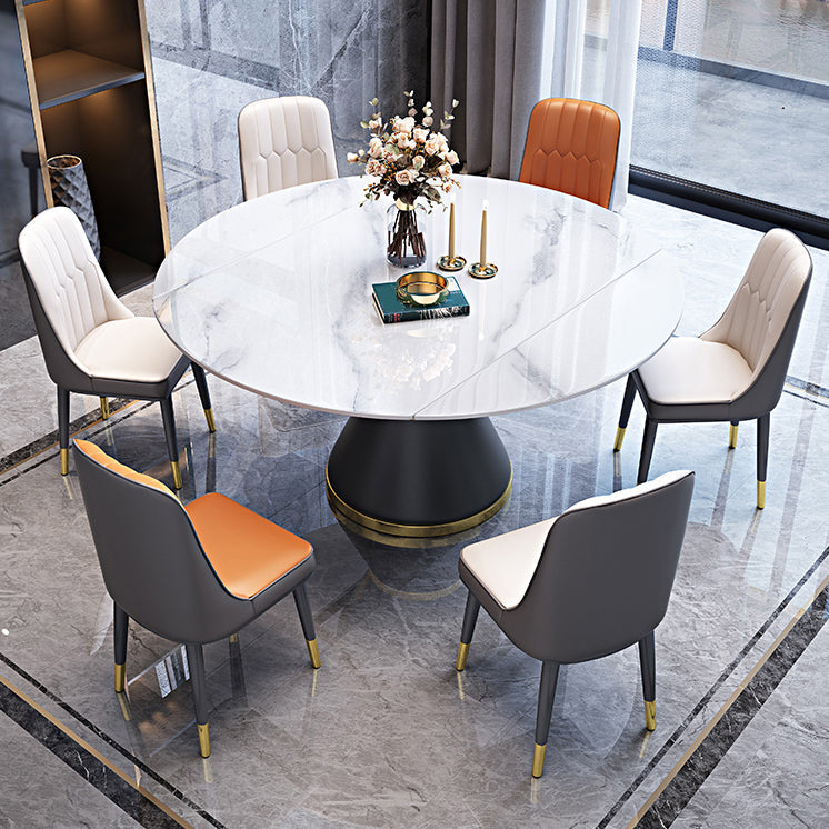 Modern Stone Foldable Dining Table Metal Base for Dining Room Clearhalo 'Dining Tables & Seating' 'Dining Tables' 'dining_table' 'furn' 'furn_dining_table' 'Furniture' 'Kitchen & Dining Furniture' 7254371