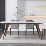 Table à manger contemporaine en pierre et table de salle à manger en bois pour salle à manger