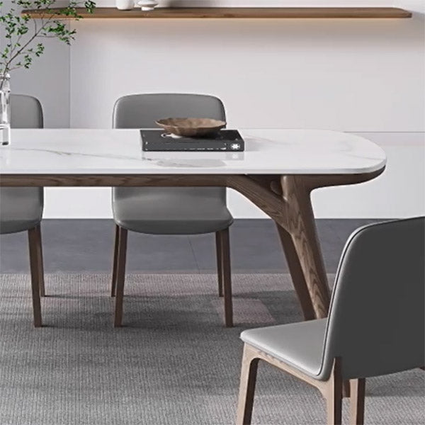 Table à manger contemporaine en pierre et table de salle à manger en bois pour salle à manger