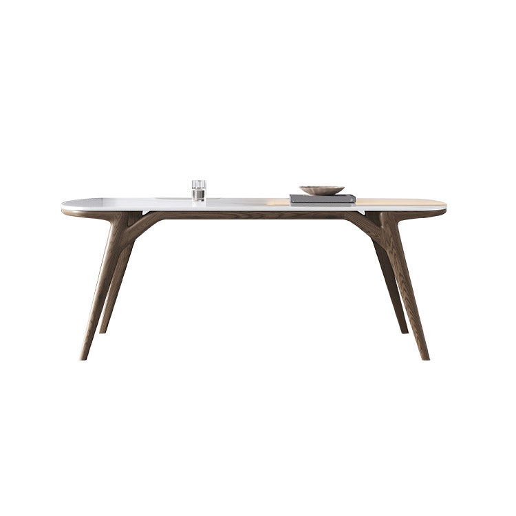 Table à manger contemporaine en pierre et table de salle à manger en bois pour salle à manger
