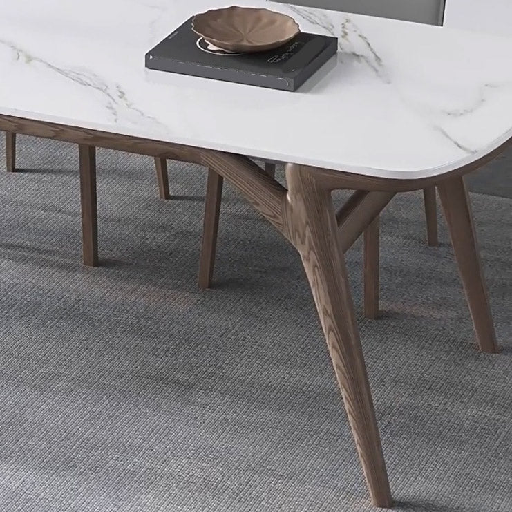 Table à manger contemporaine en pierre et table de salle à manger en bois pour salle à manger