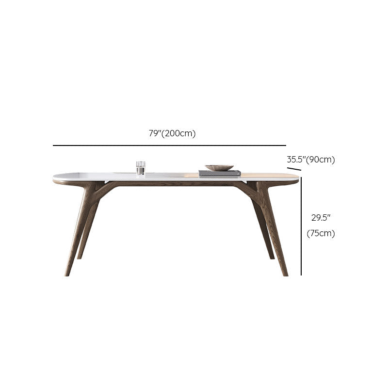 Table à manger contemporaine en pierre et table de salle à manger en bois pour salle à manger