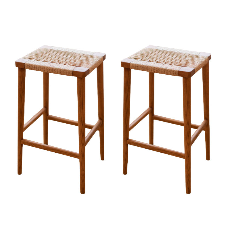 Backless Dining Stools Rectangle Armless Bar Stools with Wood Base