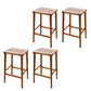 Backless Dining Stools Rectangle Armless Bar Stools with Wood Base