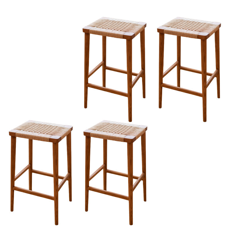 Backless Dining Stools Rectangle Armless Bar Stools with Wood Base