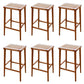 Backless Dining Stools Rectangle Armless Bar Stools with Wood Base