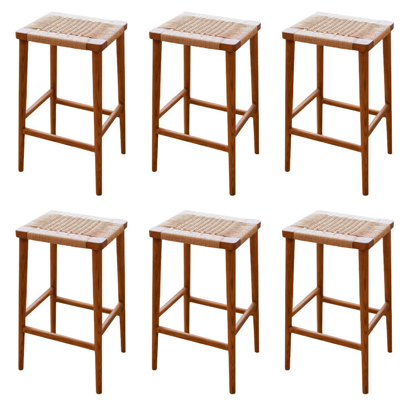 Backless Dining Stools Rectangle Armless Bar Stools with Wood Base
