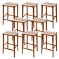 Backless Dining Stools Rectangle Armless Bar Stools with Wood Base