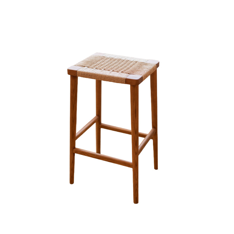 Backless Dining Stools Rectangle Armless Bar Stools with Wood Base
