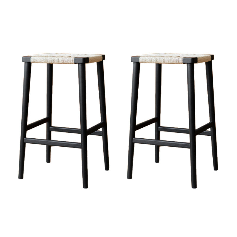 Backless Dining Stools Rectangle Armless Bar Stools with Wood Base