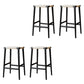Backless Dining Stools Rectangle Armless Bar Stools with Wood Base