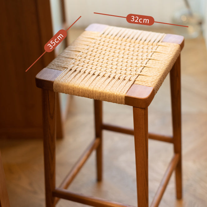 Backless Dining Stools Rectangle Armless Bar Stools with Wood Base
