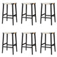 Backless Dining Stools Rectangle Armless Bar Stools with Wood Base