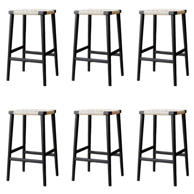Backless Dining Stools Rectangle Armless Bar Stools with Wood Base