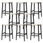 Backless Dining Stools Rectangle Armless Bar Stools with Wood Base