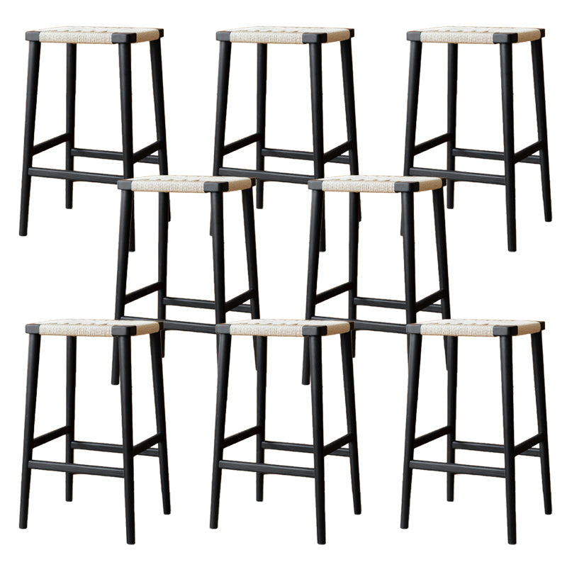 Backless Dining Stools Rectangle Armless Bar Stools with Wood Base