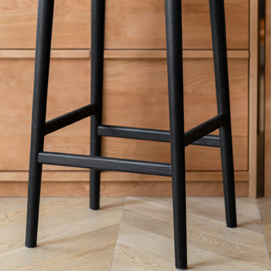 Backless Dining Stools Rectangle Armless Bar Stools with Wood Base