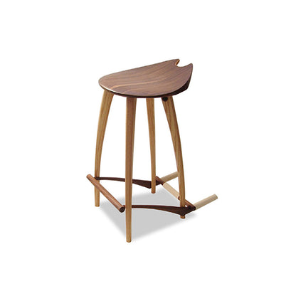 Solid Wood Backless Bar Stools Nordic Style Saddle Seat Bar Stool