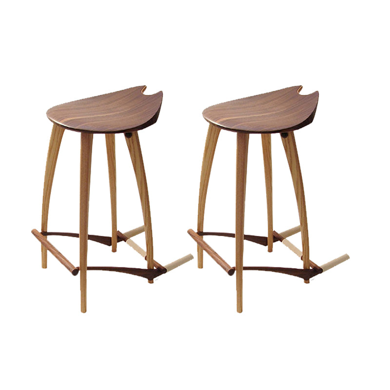 Solid Wood Backless Bar Stools Nordic Style Saddle Seat Bar Stool