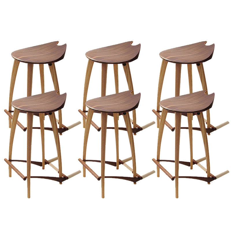 Solid Wood Backless Bar Stools Nordic Style Saddle Seat Bar Stool