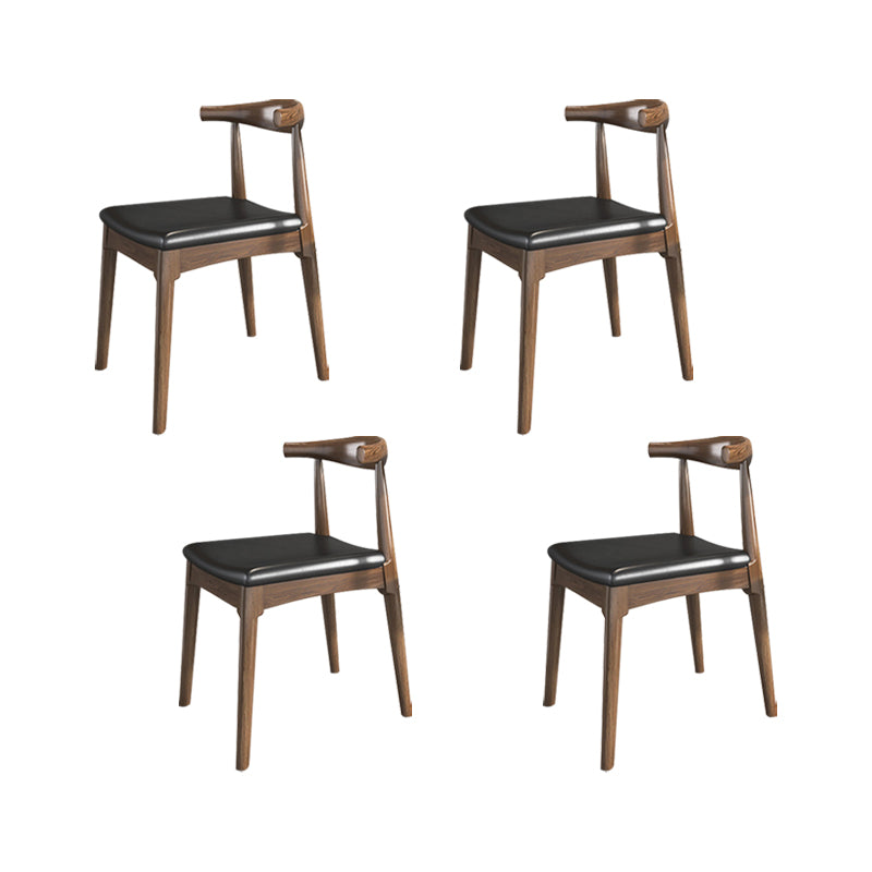 Industrial Armless Dining Chairs Solid Wood Open Back Side Chair Nut-Brown 4 Piece Set Clearhalo 'Dining Chairs' 'Dining Tables & Seating' 'dining_chair' 'furn' 'furn_dining_chair' 'Furniture' 'Kitchen & Dining Furniture' 7255810
