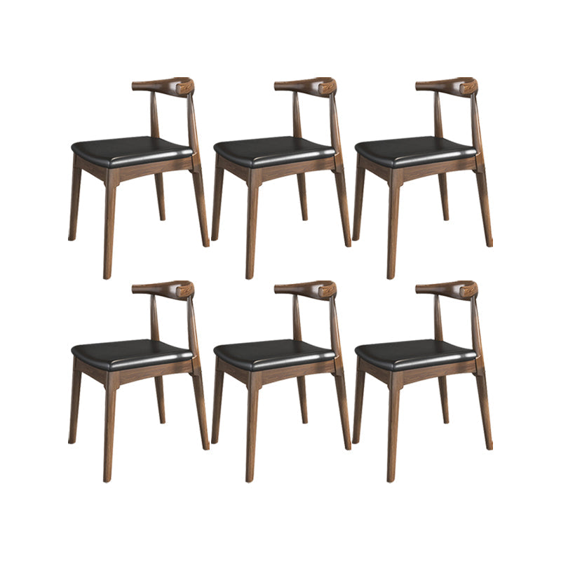 Industrial Armless Dining Chairs Solid Wood Open Back Side Chair Nut-Brown 6 Piece Set Clearhalo 'Dining Chairs' 'Dining Tables & Seating' 'dining_chair' 'furn' 'furn_dining_chair' 'Furniture' 'Kitchen & Dining Furniture' 7255812