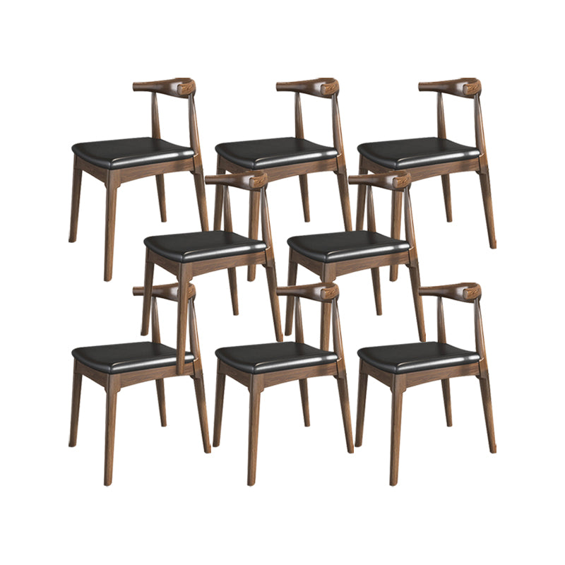 Industrial Armless Dining Chairs Solid Wood Open Back Side Chair Nut-Brown 8 Piece Set Clearhalo 'Dining Chairs' 'Dining Tables & Seating' 'dining_chair' 'furn' 'furn_dining_chair' 'Furniture' 'Kitchen & Dining Furniture' 7255813