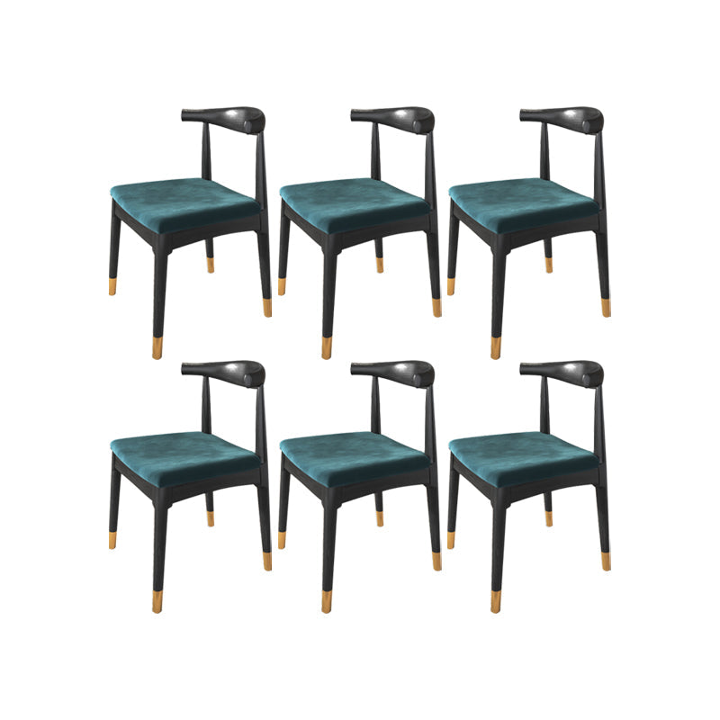 Industrial Armless Dining Chairs Solid Wood Open Back Side Chair Black 6 Piece Set Clearhalo 'Dining Chairs' 'Dining Tables & Seating' 'dining_chair' 'furn' 'furn_dining_chair' 'Furniture' 'Kitchen & Dining Furniture' 7255818